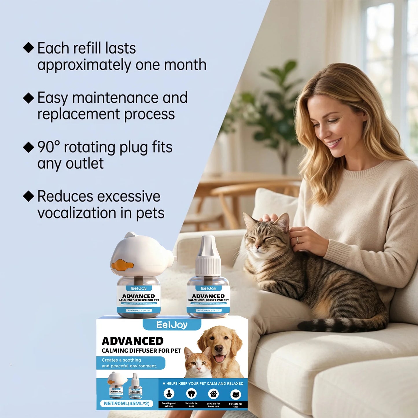 Difusor Calmante para Pets com Feromônios – Reduz Ansiedade e Estresse