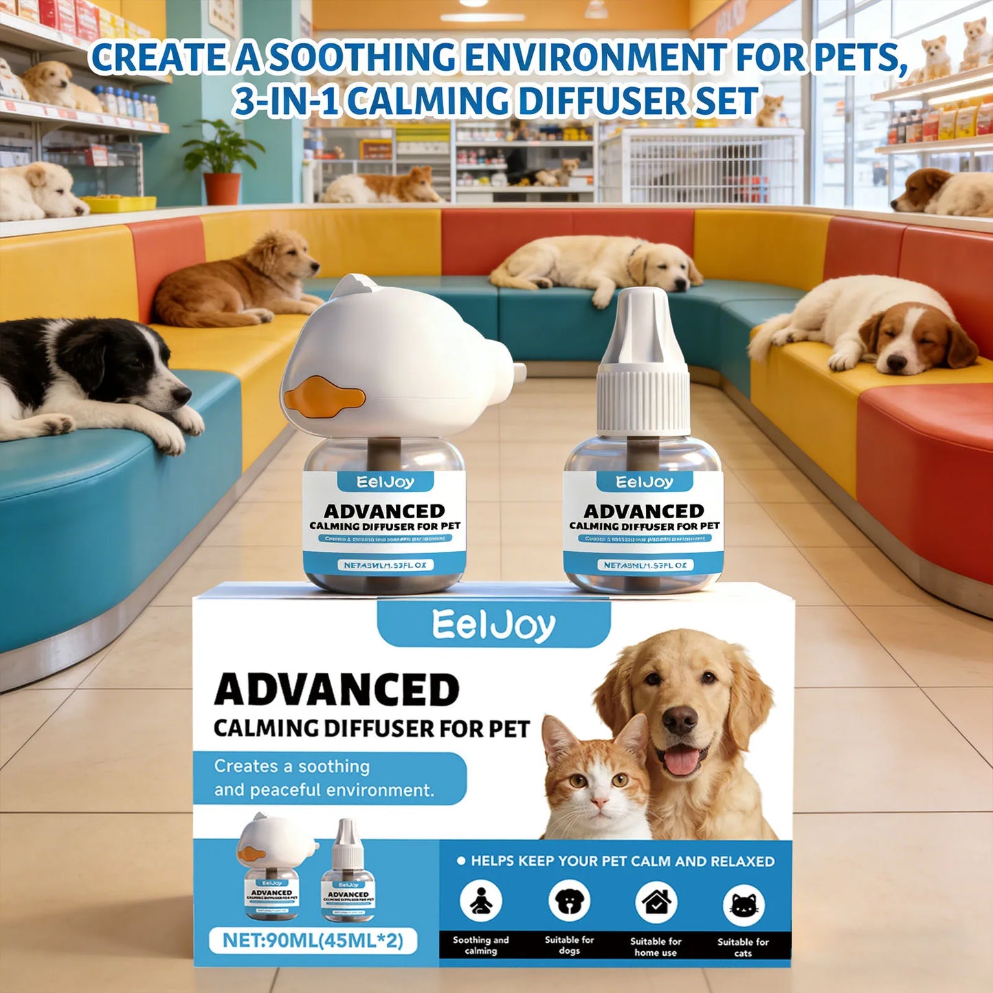 Difusor Calmante para Pets com Feromônios – Reduz Ansiedade e Estresse